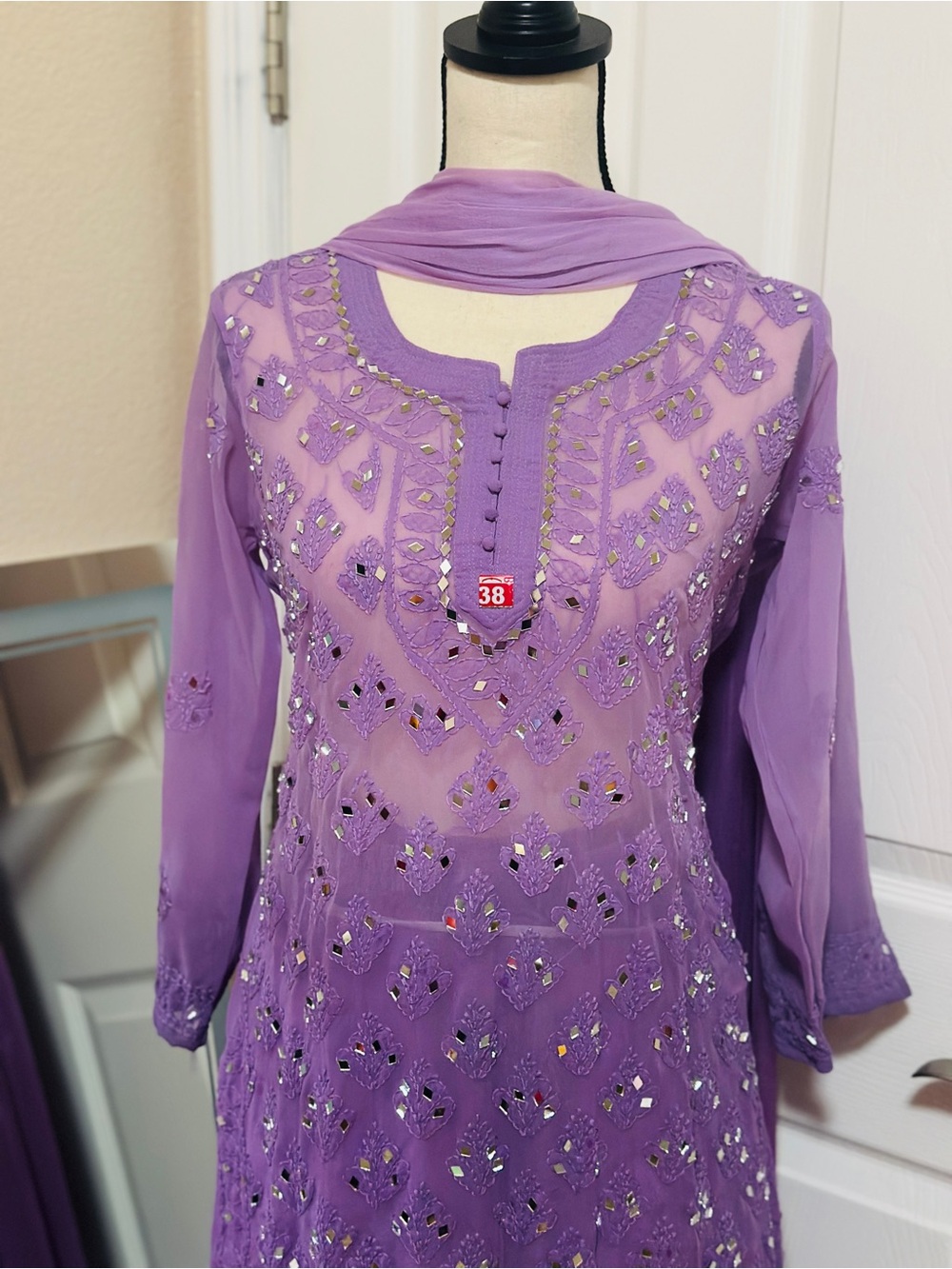 Elegant Purple Embroidered Women's Dress